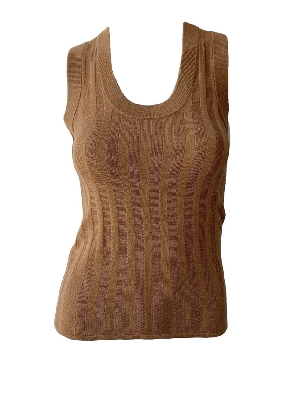 NAADAM Marled Silk and Cashmere Ribbed Tank Small Camel